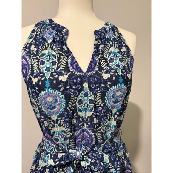 Talbots 6P Floret Medallion maxi dress cinched tie waist - Picture 8 of 9